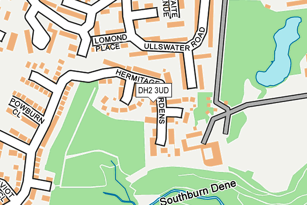 DH2 3UD map - OS OpenMap – Local (Ordnance Survey)