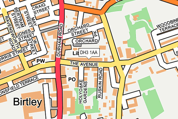DH3 1AA map - OS OpenMap – Local (Ordnance Survey)