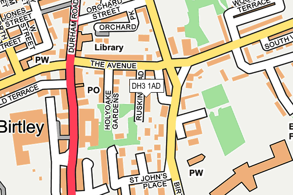 DH3 1AD map - OS OpenMap – Local (Ordnance Survey)
