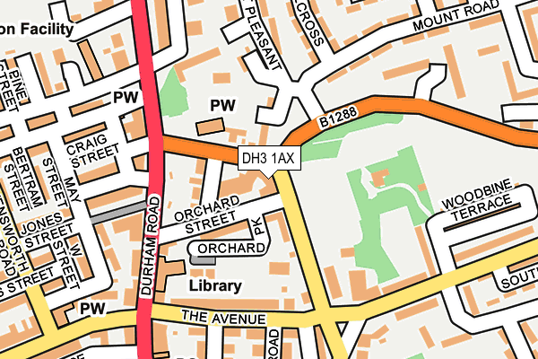 DH3 1AX map - OS OpenMap – Local (Ordnance Survey)