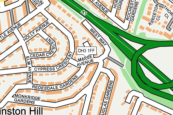 DH3 1FF map - OS OpenMap – Local (Ordnance Survey)