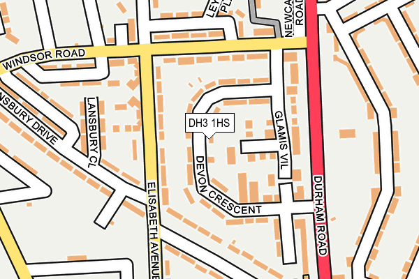 DH3 1HS map - OS OpenMap – Local (Ordnance Survey)