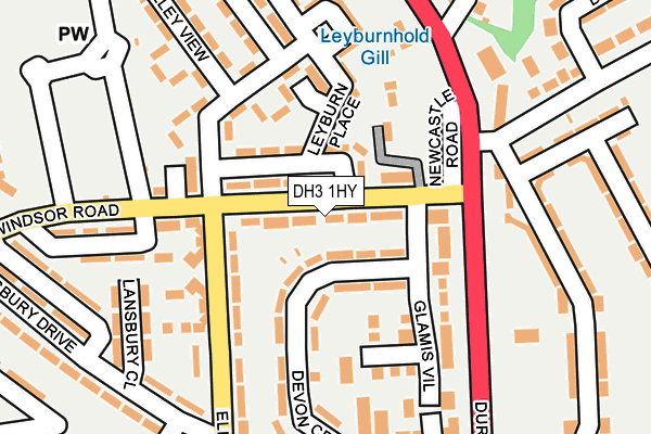 DH3 1HY map - OS OpenMap – Local (Ordnance Survey)