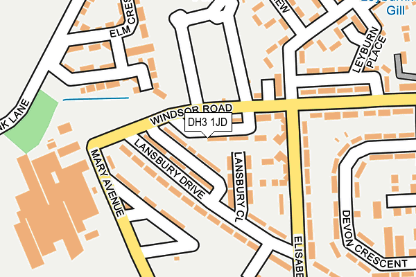 DH3 1JD map - OS OpenMap – Local (Ordnance Survey)