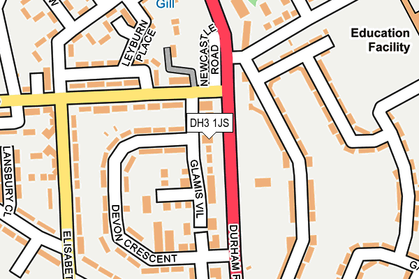 DH3 1JS map - OS OpenMap – Local (Ordnance Survey)