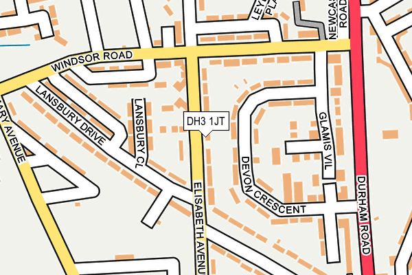 DH3 1JT map - OS OpenMap – Local (Ordnance Survey)