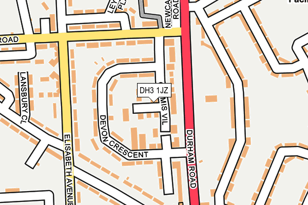 DH3 1JZ map - OS OpenMap – Local (Ordnance Survey)