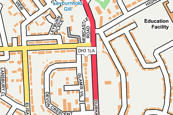 DH3 1LA map - OS OpenMap – Local (Ordnance Survey)