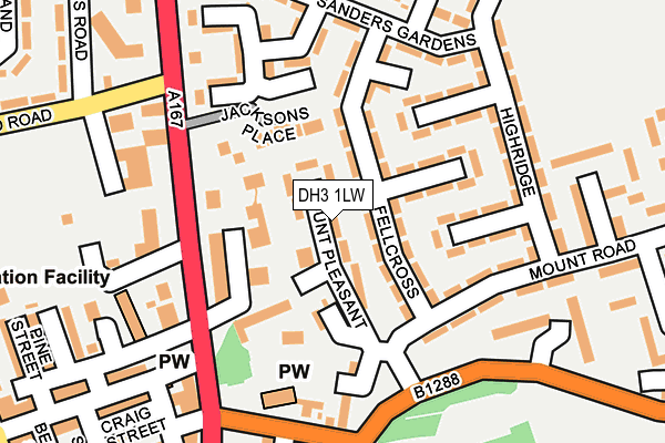 DH3 1LW map - OS OpenMap – Local (Ordnance Survey)