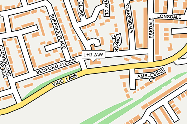 DH3 2AW map - OS OpenMap – Local (Ordnance Survey)