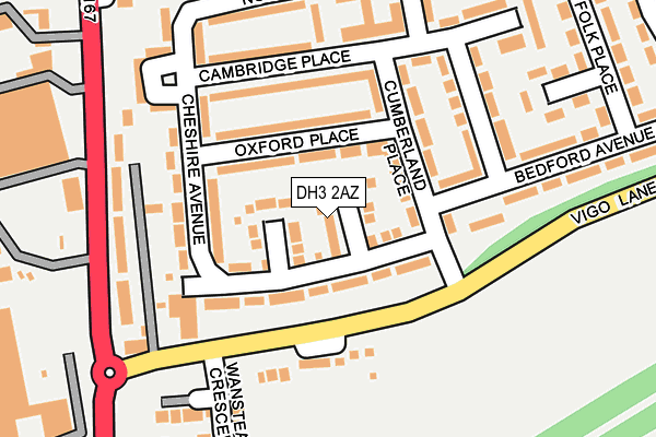 DH3 2AZ map - OS OpenMap – Local (Ordnance Survey)