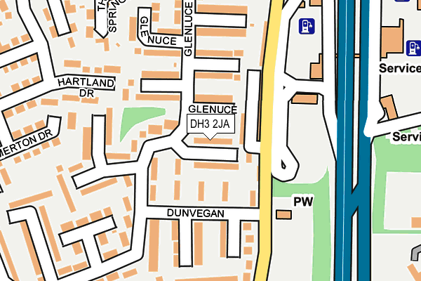 DH3 2JA map - OS OpenMap – Local (Ordnance Survey)