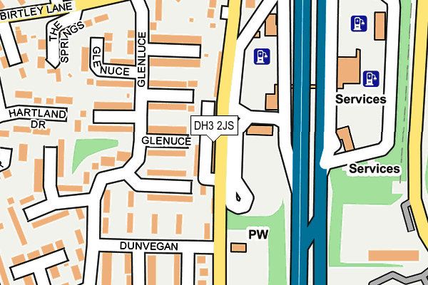 DH3 2JS map - OS OpenMap – Local (Ordnance Survey)