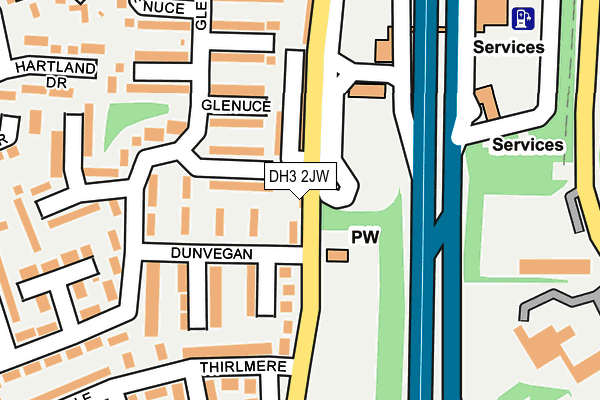 DH3 2JW map - OS OpenMap – Local (Ordnance Survey)