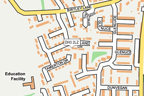 DH3 2LZ map - OS OpenMap – Local (Ordnance Survey)