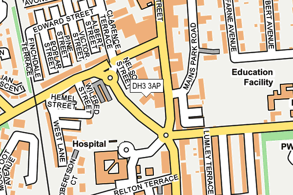 DH3 3AP map - OS OpenMap – Local (Ordnance Survey)