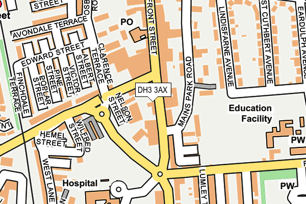 DH3 3AX map - OS OpenMap – Local (Ordnance Survey)