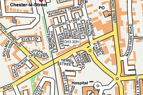 DH3 3DH map - OS OpenMap – Local (Ordnance Survey)