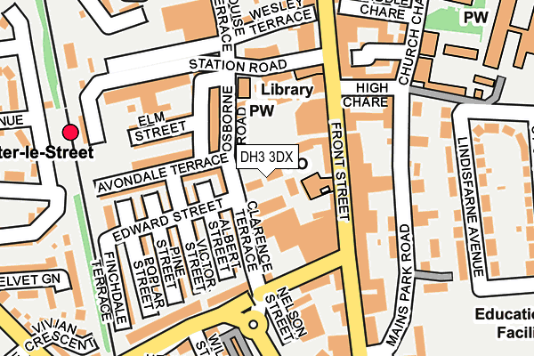 DH3 3DX map - OS OpenMap – Local (Ordnance Survey)