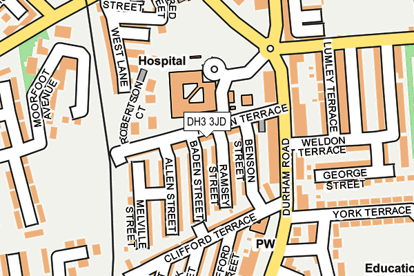DH3 3JD map - OS OpenMap – Local (Ordnance Survey)
