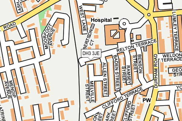 DH3 3JE map - OS OpenMap – Local (Ordnance Survey)