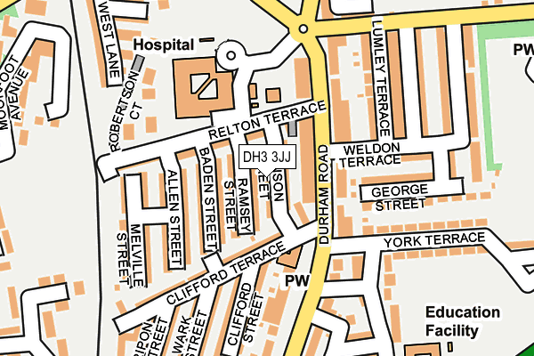 DH3 3JJ map - OS OpenMap – Local (Ordnance Survey)