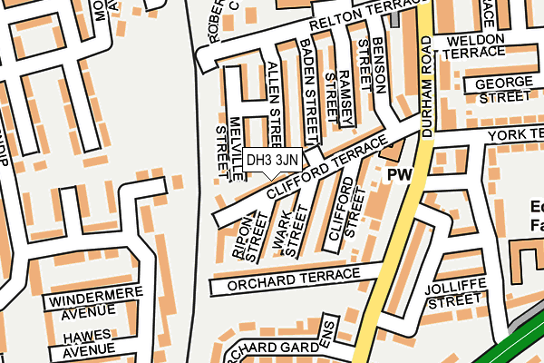 DH3 3JN map - OS OpenMap – Local (Ordnance Survey)