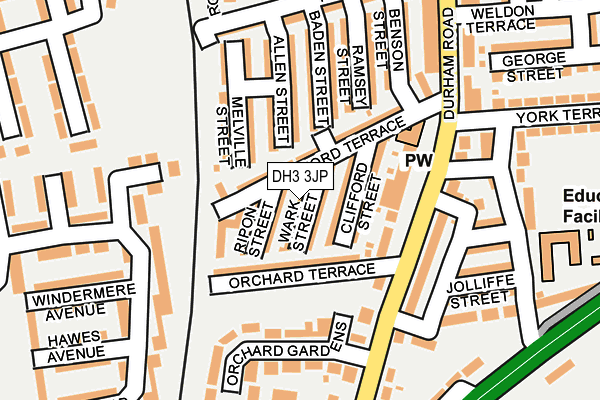 DH3 3JP map - OS OpenMap – Local (Ordnance Survey)