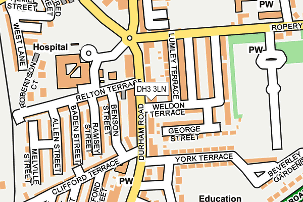 DH3 3LN map - OS OpenMap – Local (Ordnance Survey)