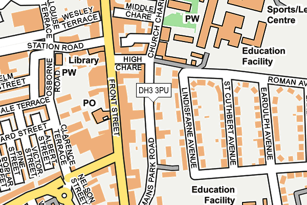 DH3 3PU map - OS OpenMap – Local (Ordnance Survey)