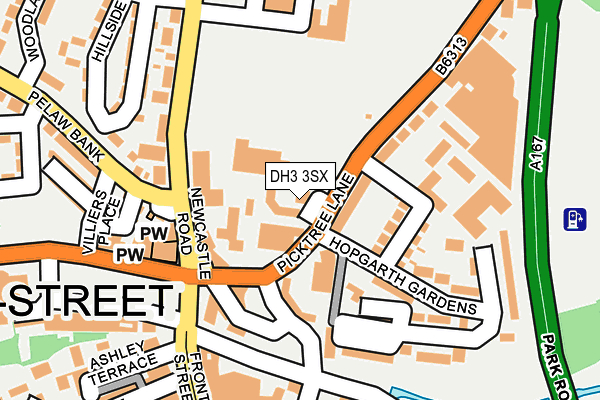 DH3 3SX map - OS OpenMap – Local (Ordnance Survey)