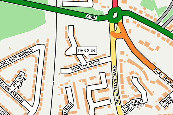 DH3 3UN map - OS OpenMap – Local (Ordnance Survey)