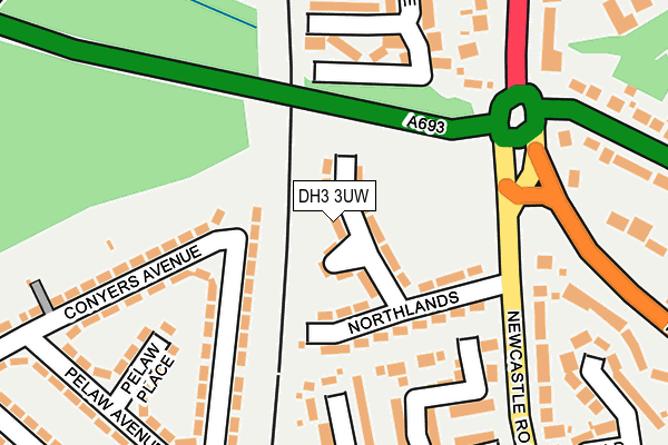 DH3 3UW map - OS OpenMap – Local (Ordnance Survey)
