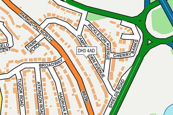 DH3 4AD map - OS OpenMap – Local (Ordnance Survey)