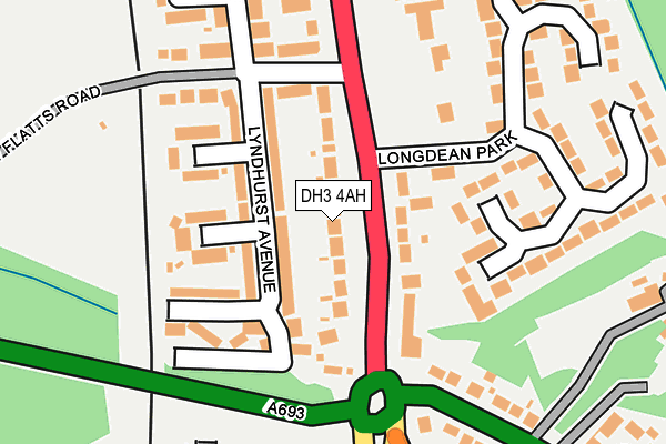 DH3 4AH map - OS OpenMap – Local (Ordnance Survey)