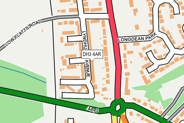 DH3 4AR map - OS OpenMap – Local (Ordnance Survey)