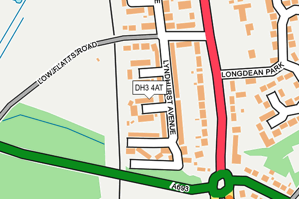 DH3 4AT map - OS OpenMap – Local (Ordnance Survey)