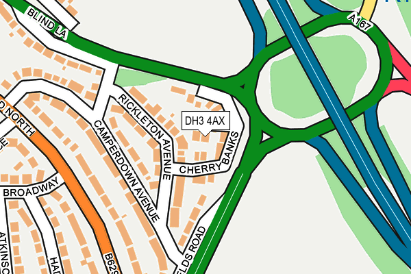 DH3 4AX map - OS OpenMap – Local (Ordnance Survey)