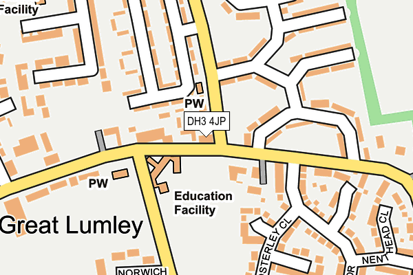 DH3 4JP map - OS OpenMap – Local (Ordnance Survey)