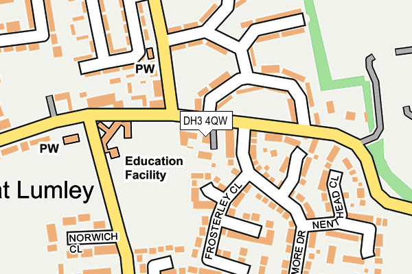 DH3 4QW map - OS OpenMap – Local (Ordnance Survey)