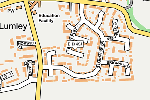 DH3 4SJ map - OS OpenMap – Local (Ordnance Survey)