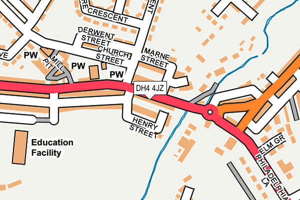 DH4 4JZ map - OS OpenMap – Local (Ordnance Survey)