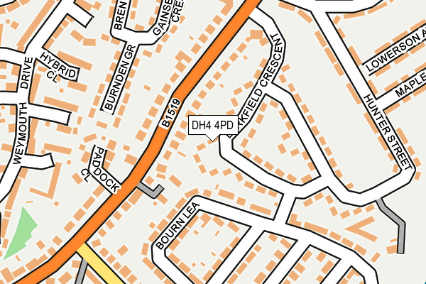 DH4 4PD map - OS OpenMap – Local (Ordnance Survey)