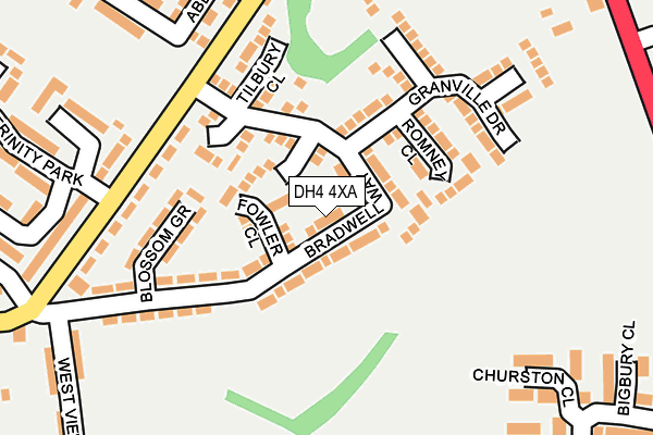 DH4 4XA map - OS OpenMap – Local (Ordnance Survey)