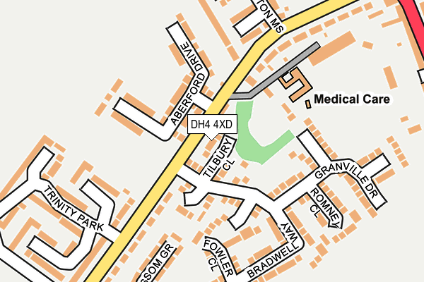 DH4 4XD map - OS OpenMap – Local (Ordnance Survey)