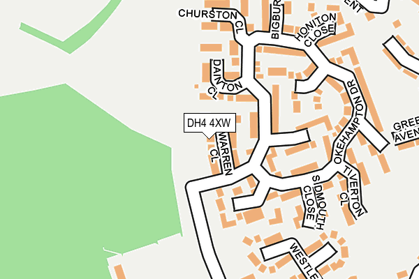 DH4 4XW map - OS OpenMap – Local (Ordnance Survey)