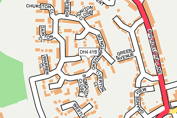 DH4 4YB map - OS OpenMap – Local (Ordnance Survey)