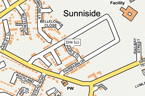 DH4 5JJ map - OS OpenMap – Local (Ordnance Survey)