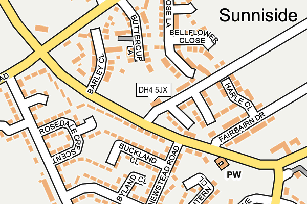 DH4 5JX map - OS OpenMap – Local (Ordnance Survey)