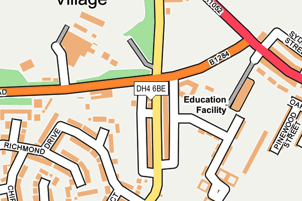 DH4 6BE map - OS OpenMap – Local (Ordnance Survey)